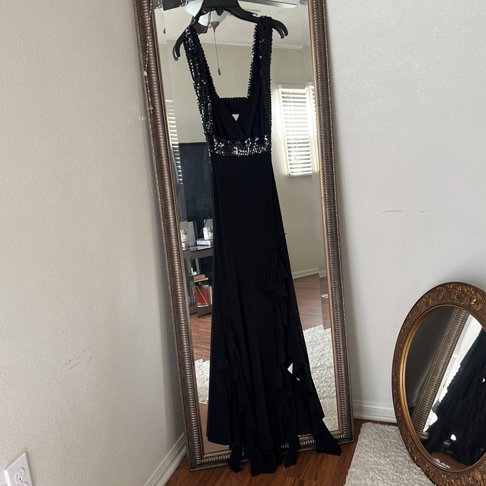 Black sequins open back dress